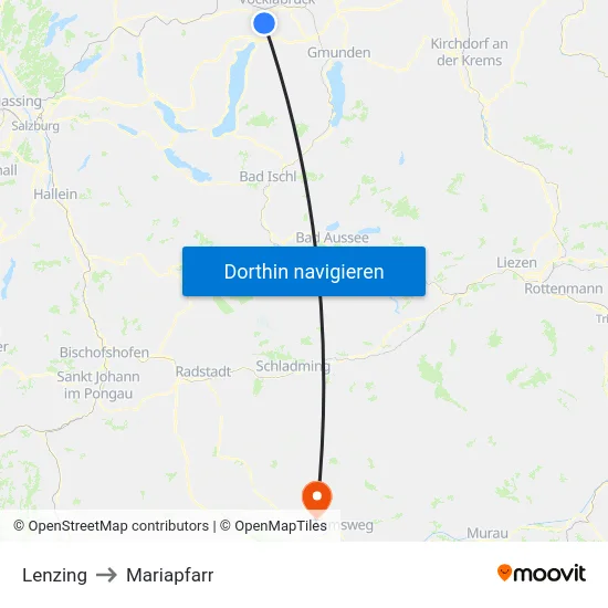 Lenzing to Mariapfarr map