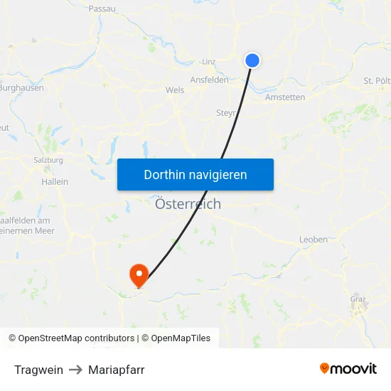 Tragwein to Mariapfarr map