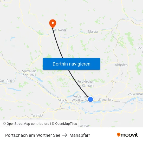 Pörtschach am Wörther See to Mariapfarr map