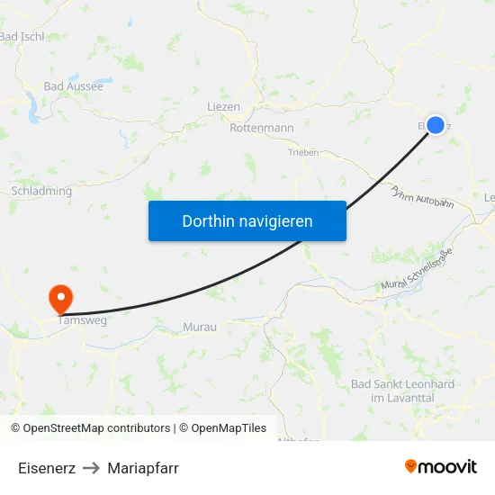 Eisenerz to Mariapfarr map