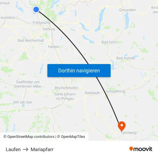 Laufen to Mariapfarr map