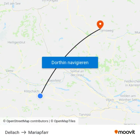Dellach to Mariapfarr map