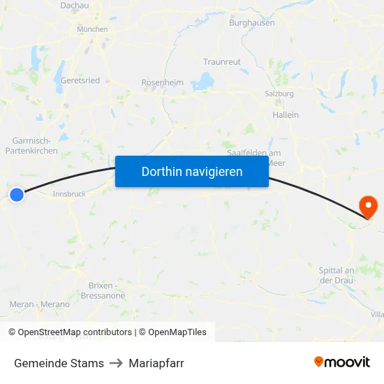 Gemeinde Stams to Mariapfarr map