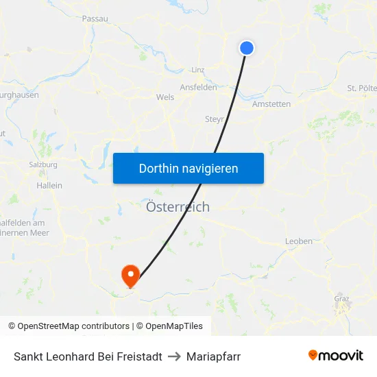 Sankt Leonhard Bei Freistadt to Mariapfarr map