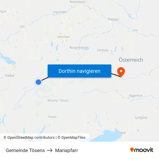 Gemeinde Tösens to Mariapfarr map