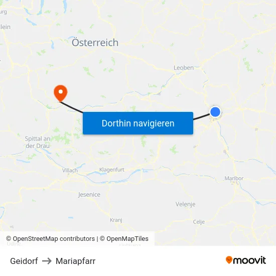 Geidorf to Mariapfarr map