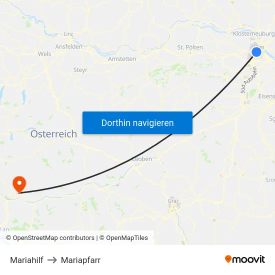 Mariahilf to Mariapfarr map