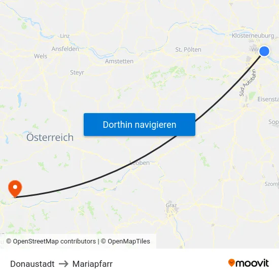 Donaustadt to Mariapfarr map