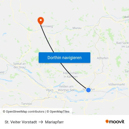 St. Veiter Vorstadt to Mariapfarr map