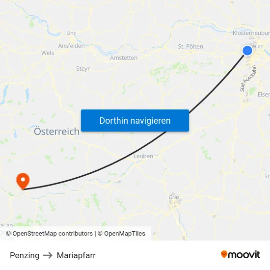 Penzing to Mariapfarr map