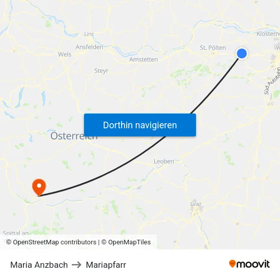 Maria Anzbach to Mariapfarr map