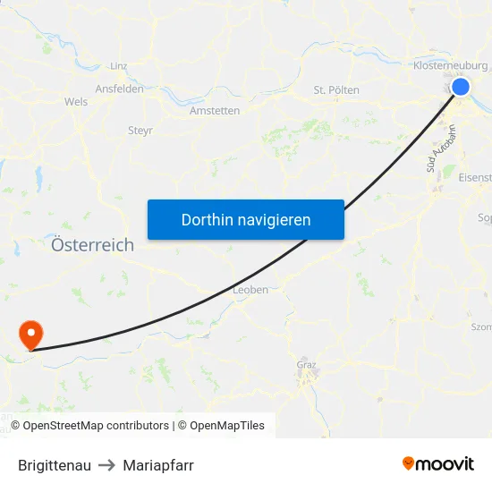 Brigittenau to Mariapfarr map