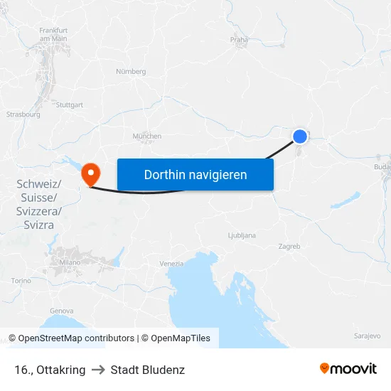 16., Ottakring to Stadt Bludenz map