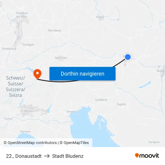 22., Donaustadt to Stadt Bludenz map