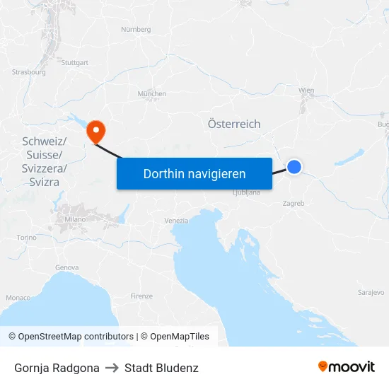 Gornja Radgona to Stadt Bludenz map