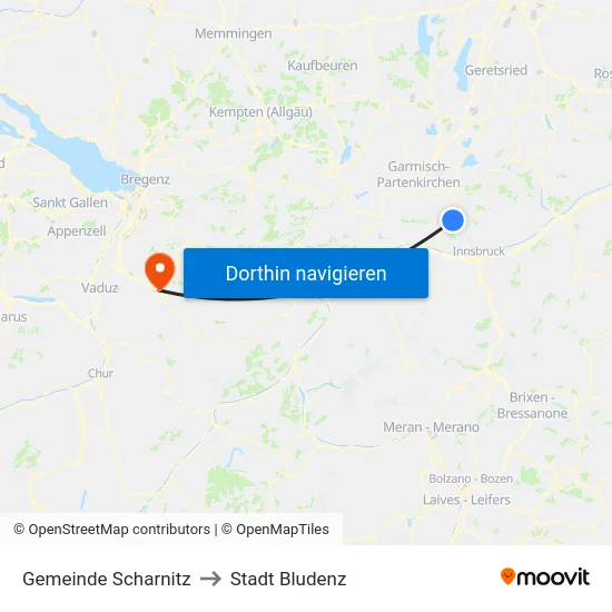 Gemeinde Scharnitz to Stadt Bludenz map