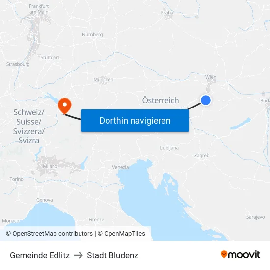 Gemeinde Edlitz to Stadt Bludenz map
