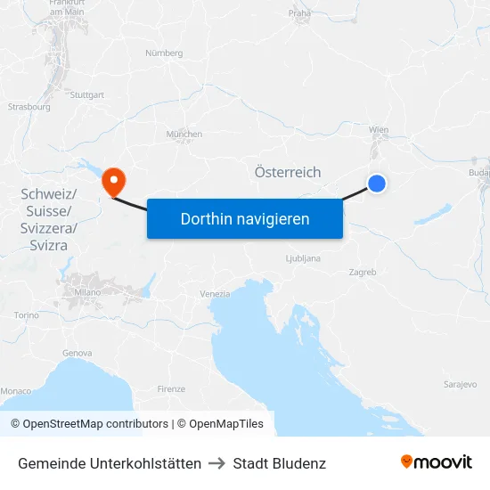 Gemeinde Unterkohlstätten to Stadt Bludenz map
