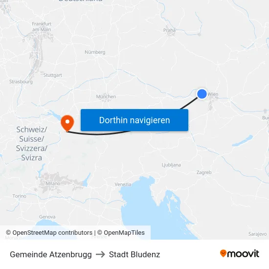 Gemeinde Atzenbrugg to Stadt Bludenz map