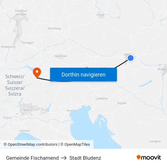 Gemeinde Fischamend to Stadt Bludenz map