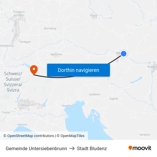 Gemeinde Untersiebenbrunn to Stadt Bludenz map
