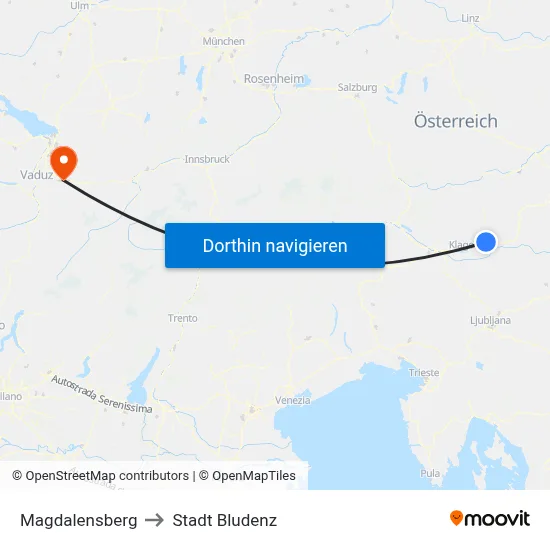 Magdalensberg to Stadt Bludenz map