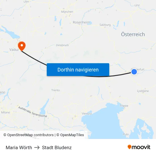 Maria Wörth to Stadt Bludenz map