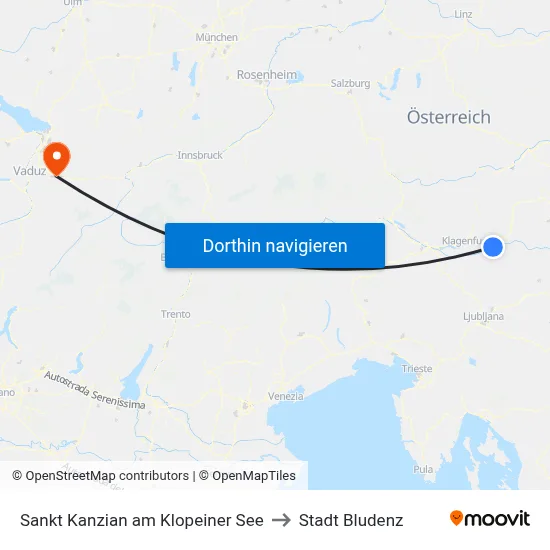 Sankt Kanzian am Klopeiner See to Stadt Bludenz map