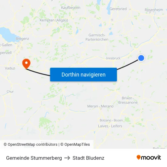Gemeinde Stummerberg to Stadt Bludenz map