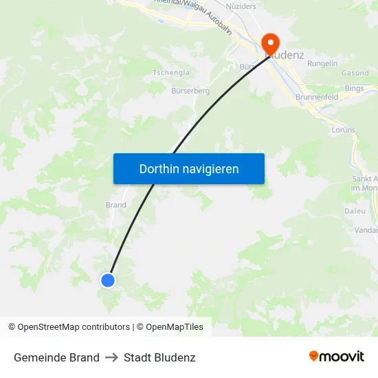 Gemeinde Brand to Stadt Bludenz map