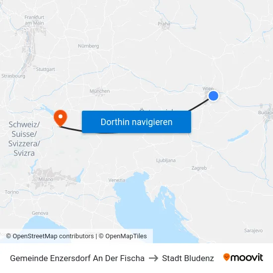 Gemeinde Enzersdorf An Der Fischa to Stadt Bludenz map