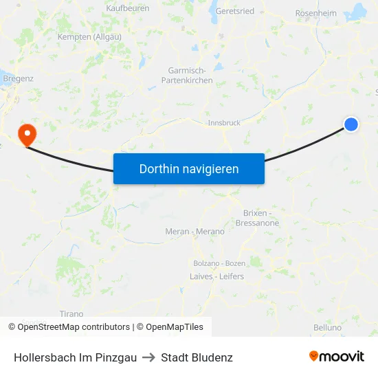 Hollersbach Im Pinzgau to Stadt Bludenz map