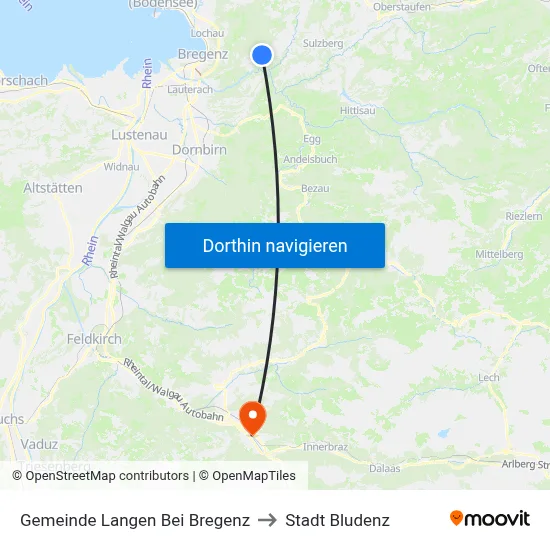 Gemeinde Langen Bei Bregenz to Stadt Bludenz map