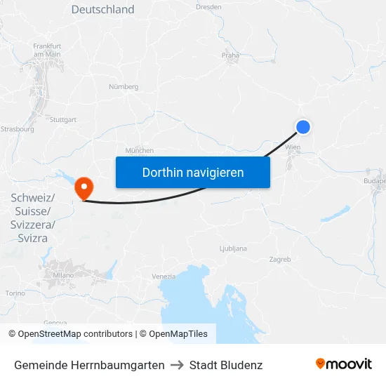 Gemeinde Herrnbaumgarten to Stadt Bludenz map