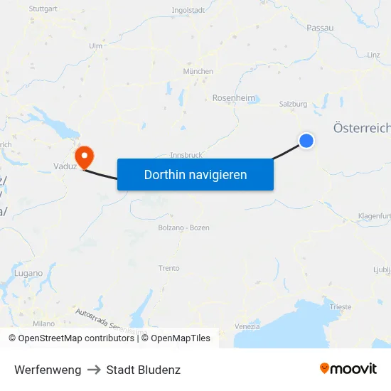 Werfenweng to Stadt Bludenz map
