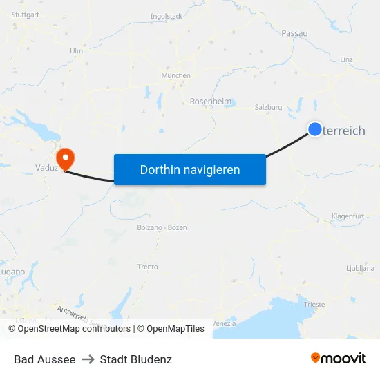 Bad Aussee to Stadt Bludenz map