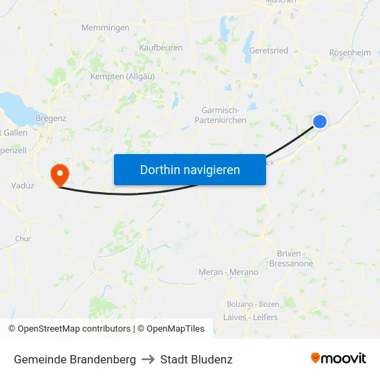 Gemeinde Brandenberg to Stadt Bludenz map