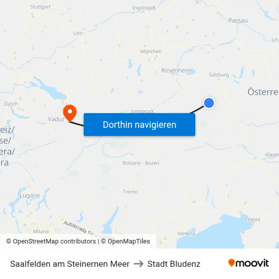 Saalfelden am Steinernen Meer to Stadt Bludenz map