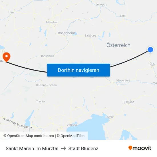 Sankt Marein Im Mürztal to Stadt Bludenz map