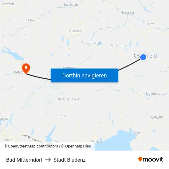 Bad Mitterndorf to Stadt Bludenz map