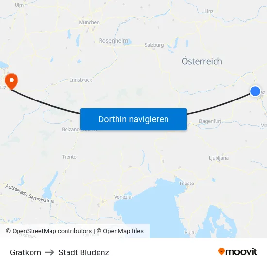 Gratkorn to Stadt Bludenz map
