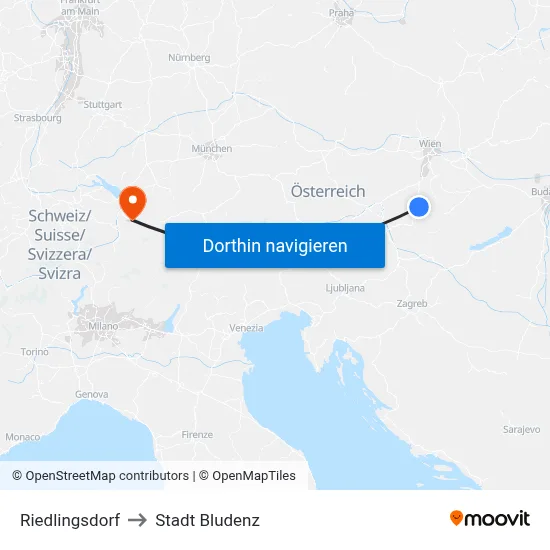 Riedlingsdorf to Stadt Bludenz map