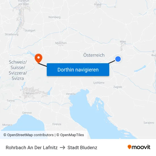 Rohrbach An Der Lafnitz to Stadt Bludenz map