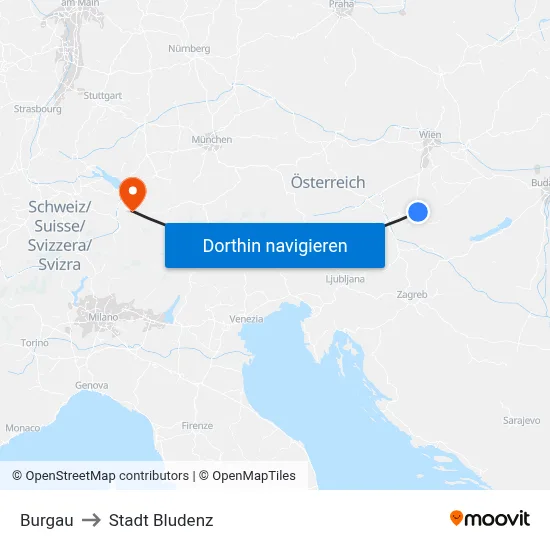 Burgau to Stadt Bludenz map