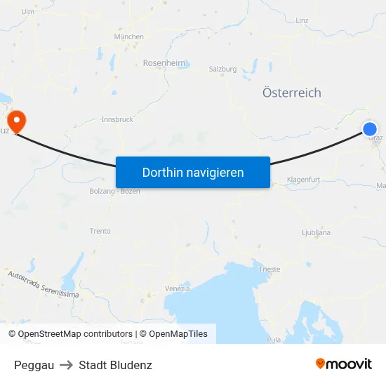 Peggau to Stadt Bludenz map