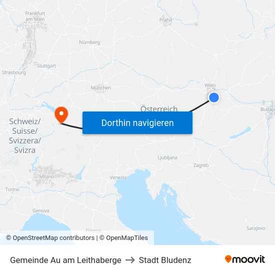 Gemeinde Au am Leithaberge to Stadt Bludenz map