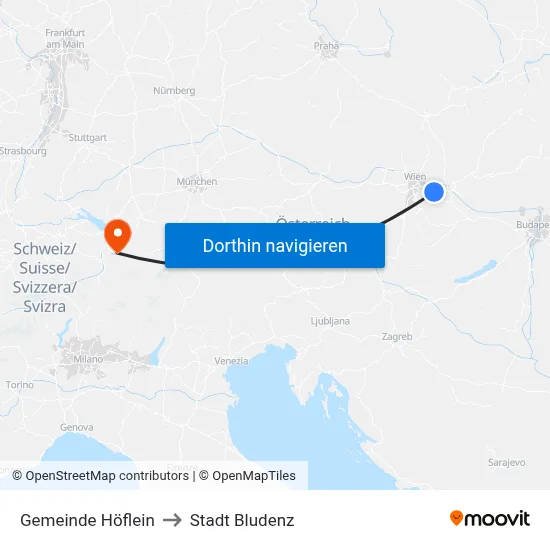 Gemeinde Höflein to Stadt Bludenz map
