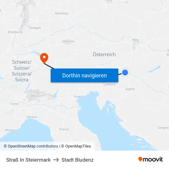 Straß In Steiermark to Stadt Bludenz map