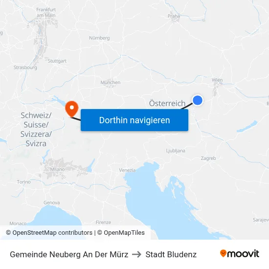 Gemeinde Neuberg An Der Mürz to Stadt Bludenz map