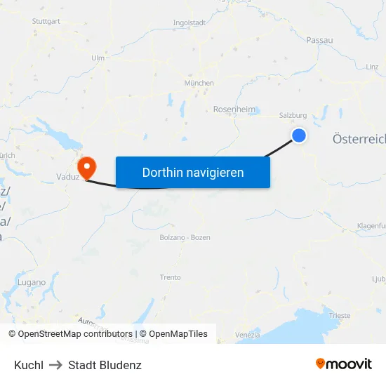 Kuchl to Stadt Bludenz map